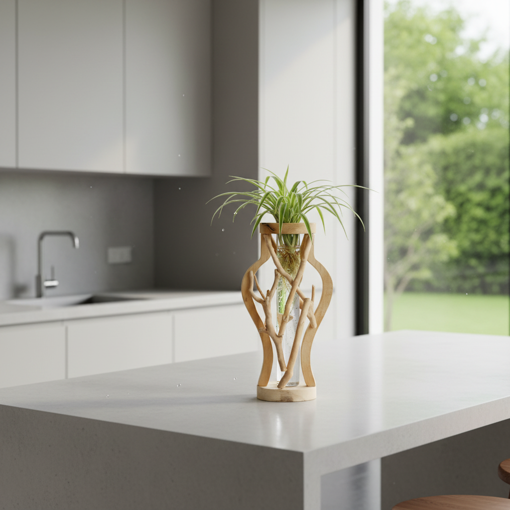 Natural Wooden Vase - Unique Plant Decoration