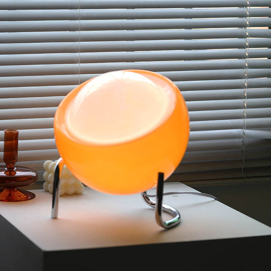 Clementine Modern Orange Glass Table Lamp with USB Accent Lighting