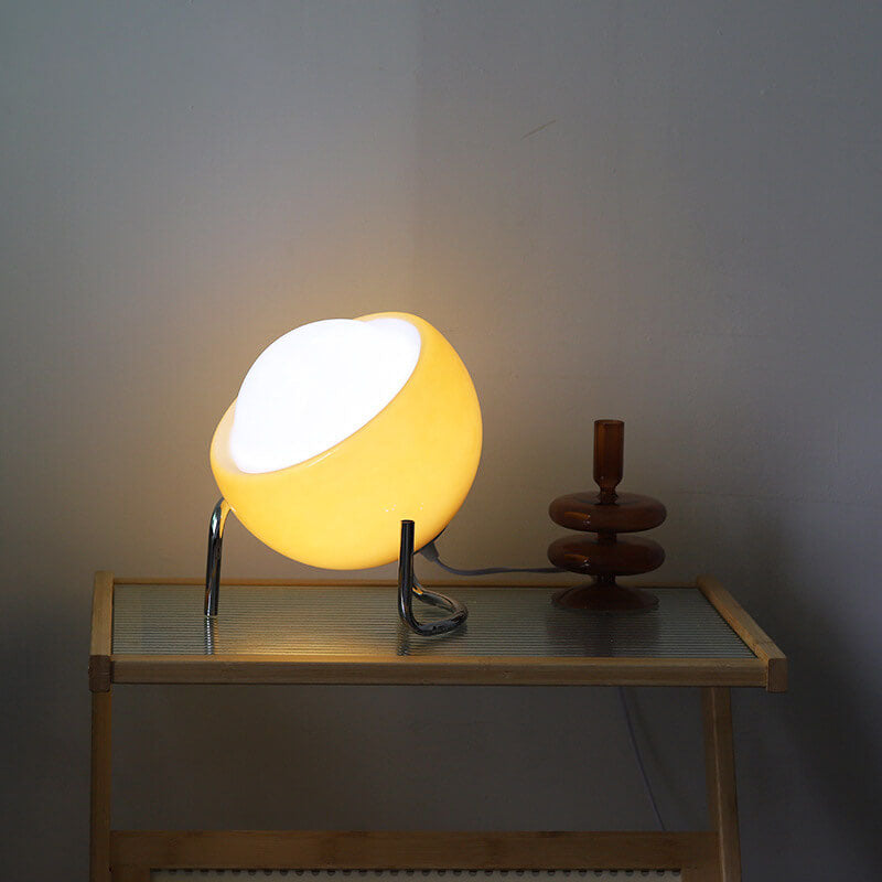 Clementine Modern Orange Glass Table Lamp with USB Accent Lighting