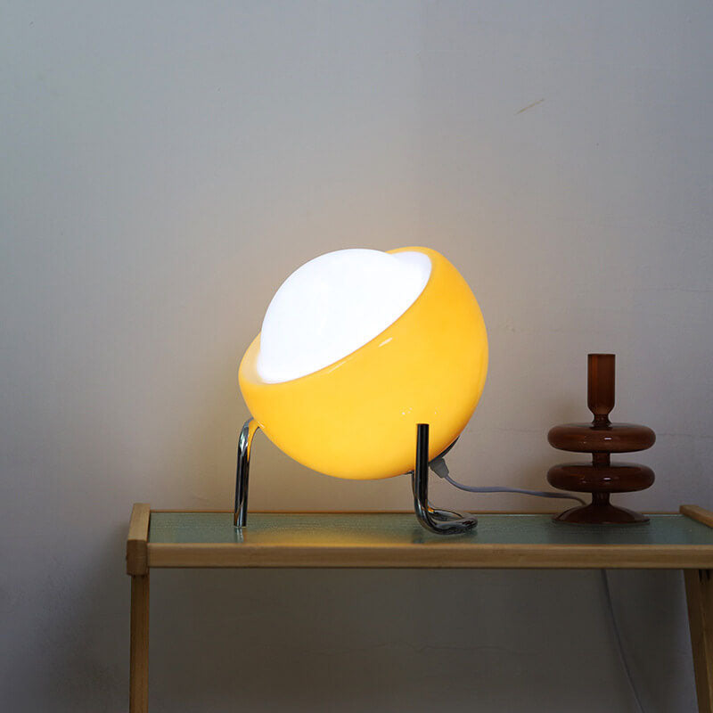 Clementine Modern Orange Glass Table Lamp with USB Accent Lighting