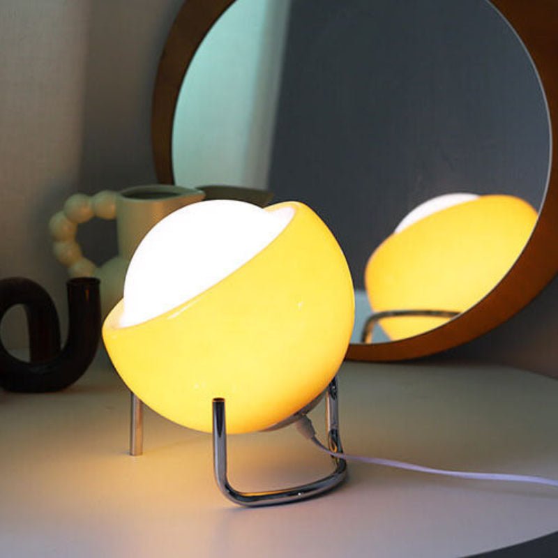 Clementine Modern Orange Glass Table Lamp with USB Accent Lighting