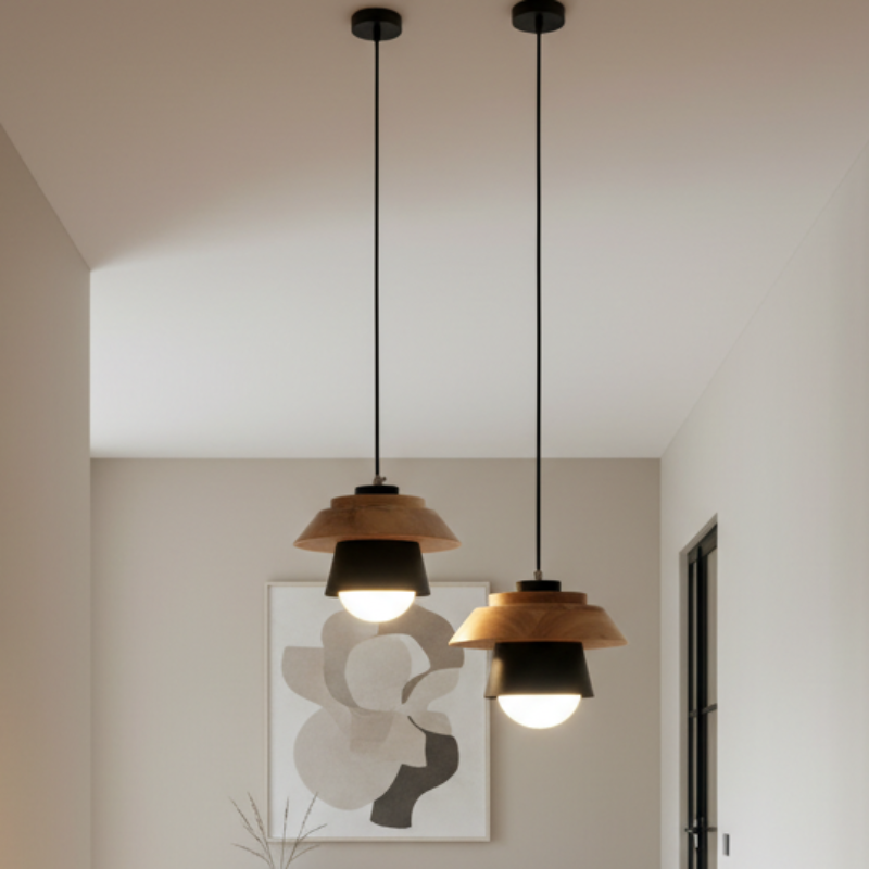 Nexa Modern Pendant Light – Striking Metal and Wood Design for Stylish Kitchens