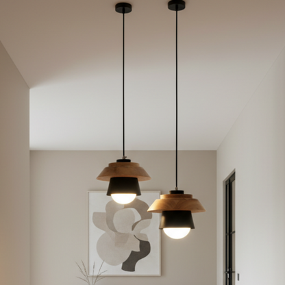 Nexa Modern Pendant Light – Striking Metal and Wood Design for Stylish Kitchens