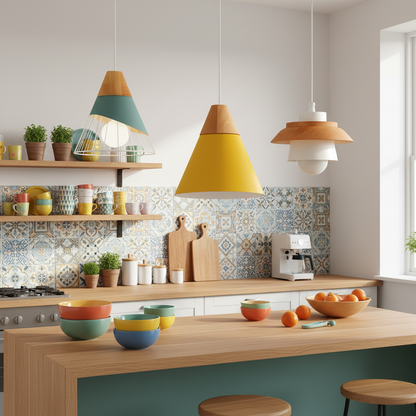 Nexa Modern Pendant Light – Striking Metal and Wood Design for Stylish Kitchens
