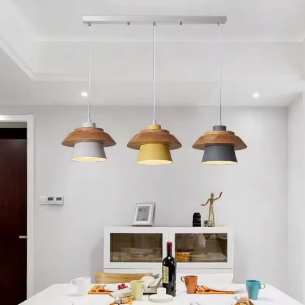 Nexa Modern Pendant Light – Striking Metal and Wood Design for Stylish Kitchens