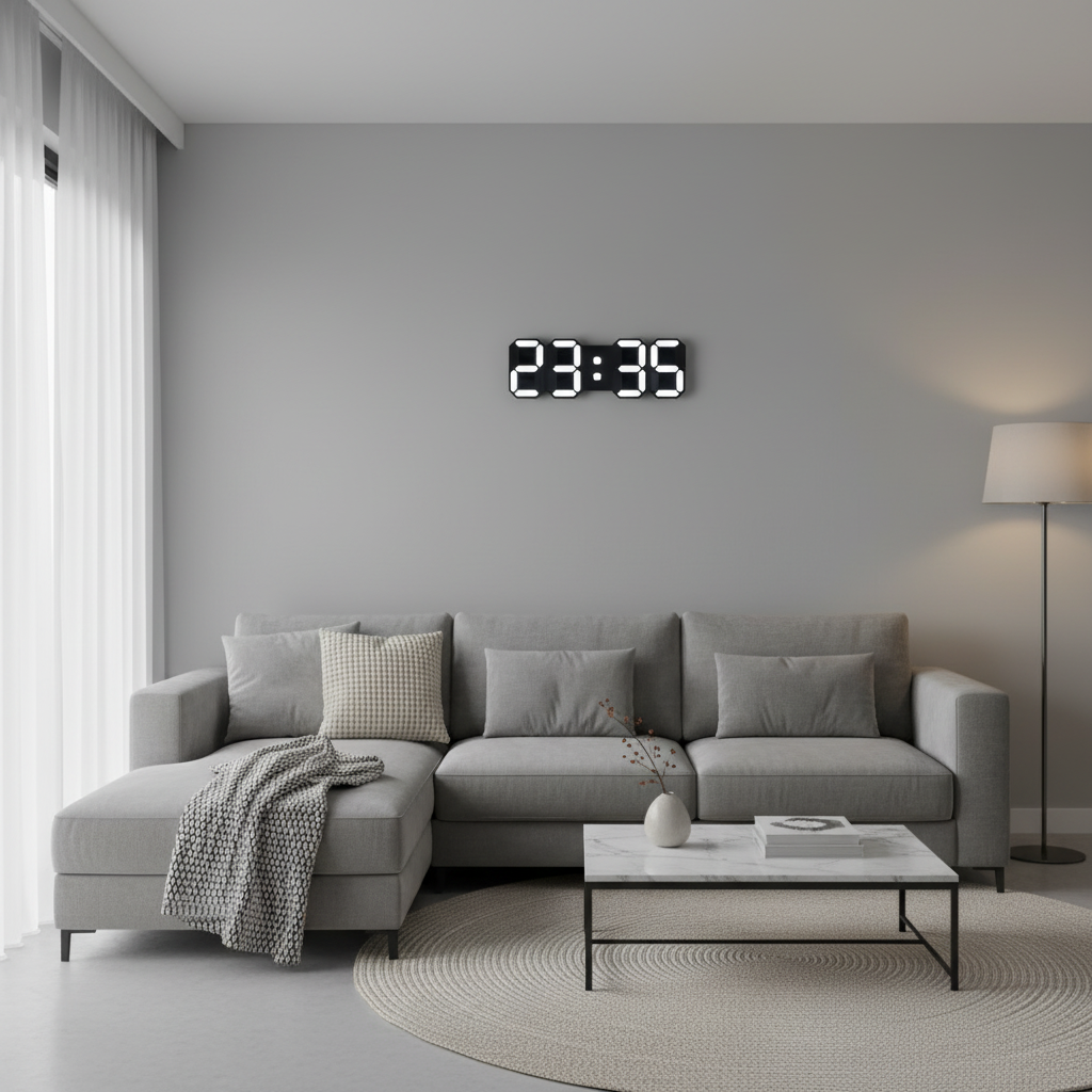 Veltrix Modern 3D LED Digital Wall Clock – Sleek Contemporary Display for Stylish Interiors
