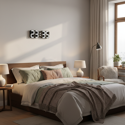 Veltrix Modern 3D LED Digital Wall Clock – Sleek Contemporary Display for Stylish Interiors