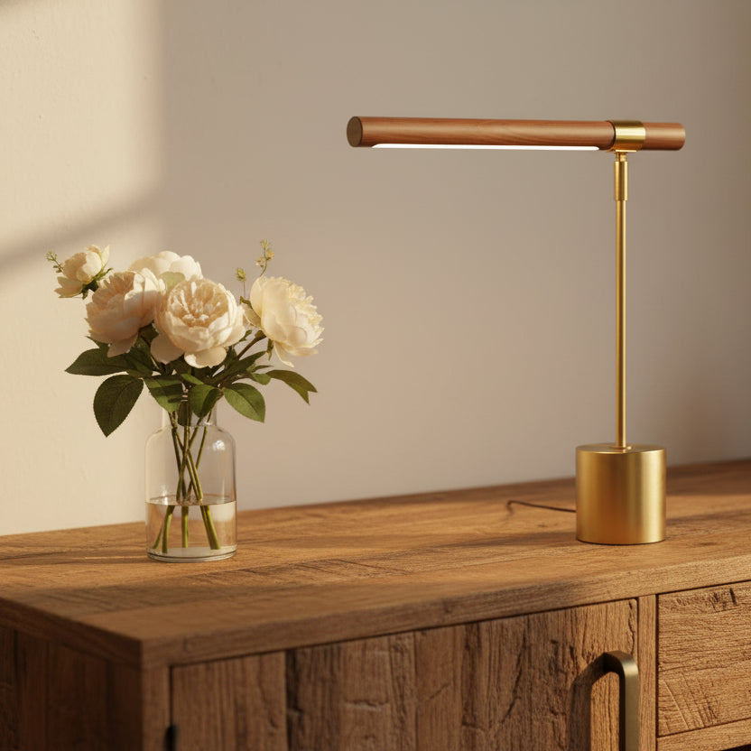 Torell Modern Gold Table Lamp – Sleek LED Design for Cozy Spaces