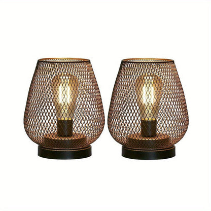 Novan Industrial Bedside Lamps Set – Metal Mesh Design for Cozy Ambient Lighting