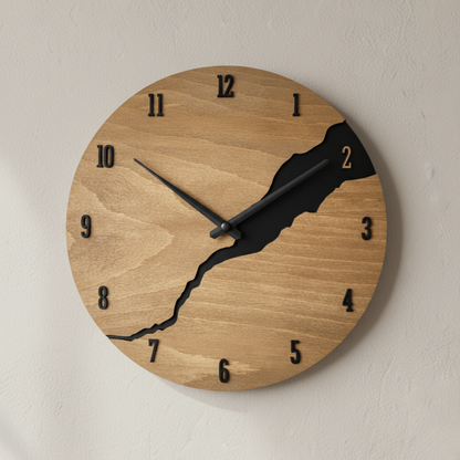 Veloura Walnut Brass Wall Clock – Minimalist Wooden Design for Elegant Interiors