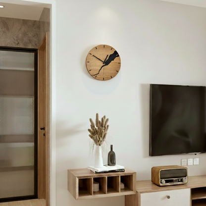 Veloura Walnut Brass Wall Clock – Minimalist Wooden Design for Elegant Interiors
