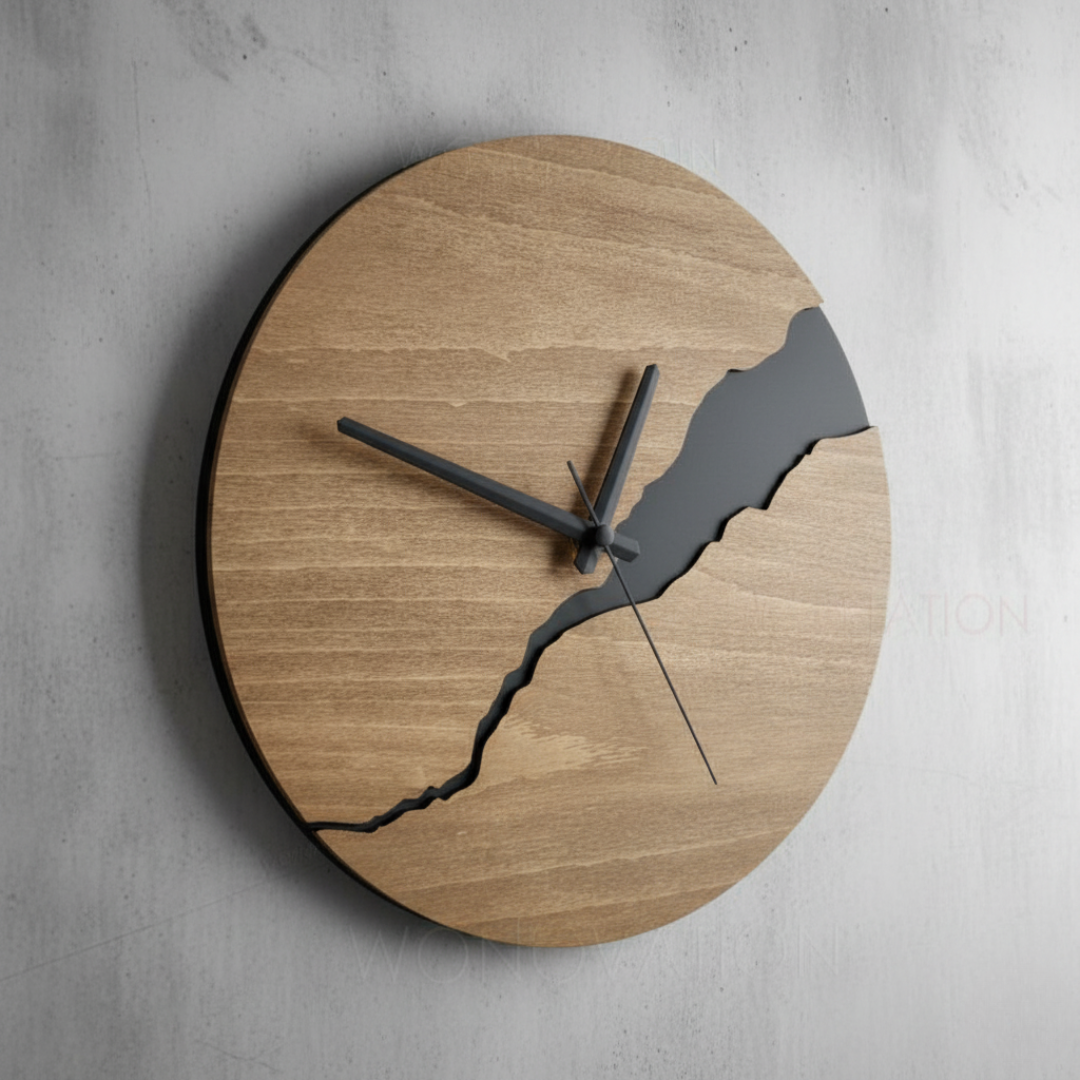Veloura Walnut Brass Wall Clock – Minimalist Wooden Design for Elegant Interiors