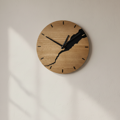 Veloura Walnut Brass Wall Clock – Minimalist Wooden Design for Elegant Interiors