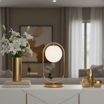 Elivara Modern Gold Bedside Table Lamp – Elegant Glass Ball Design for Cozy Spaces