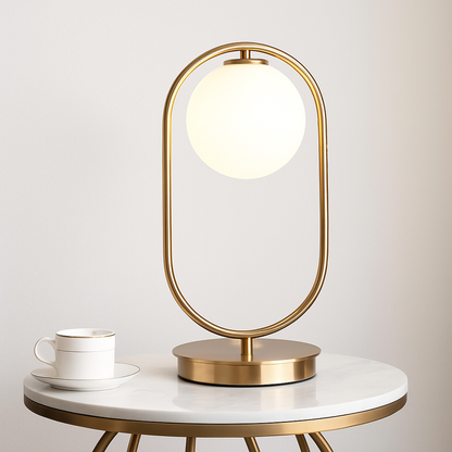 Elivara Modern Gold Bedside Table Lamp – Elegant Glass Ball Design for Cozy Spaces