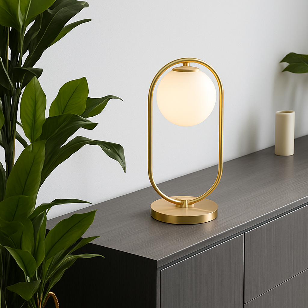Elivara Modern Gold Bedside Table Lamp – Elegant Glass Ball Design for Cozy Spaces