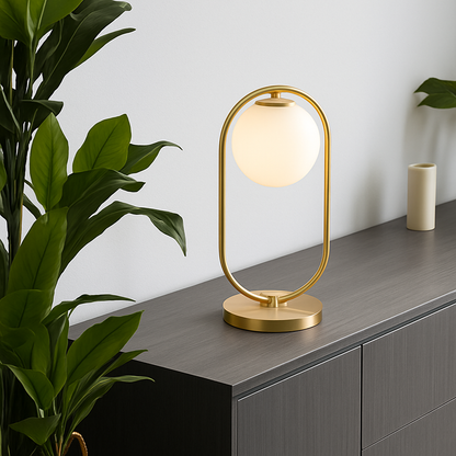 Elivara Modern Gold Bedside Table Lamp – Elegant Glass Ball Design for Cozy Spaces