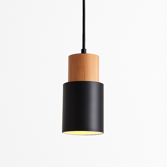 Arvelle Cylindrical Pendant Light – Modern Wood and Metal Design for Stylish Interiors