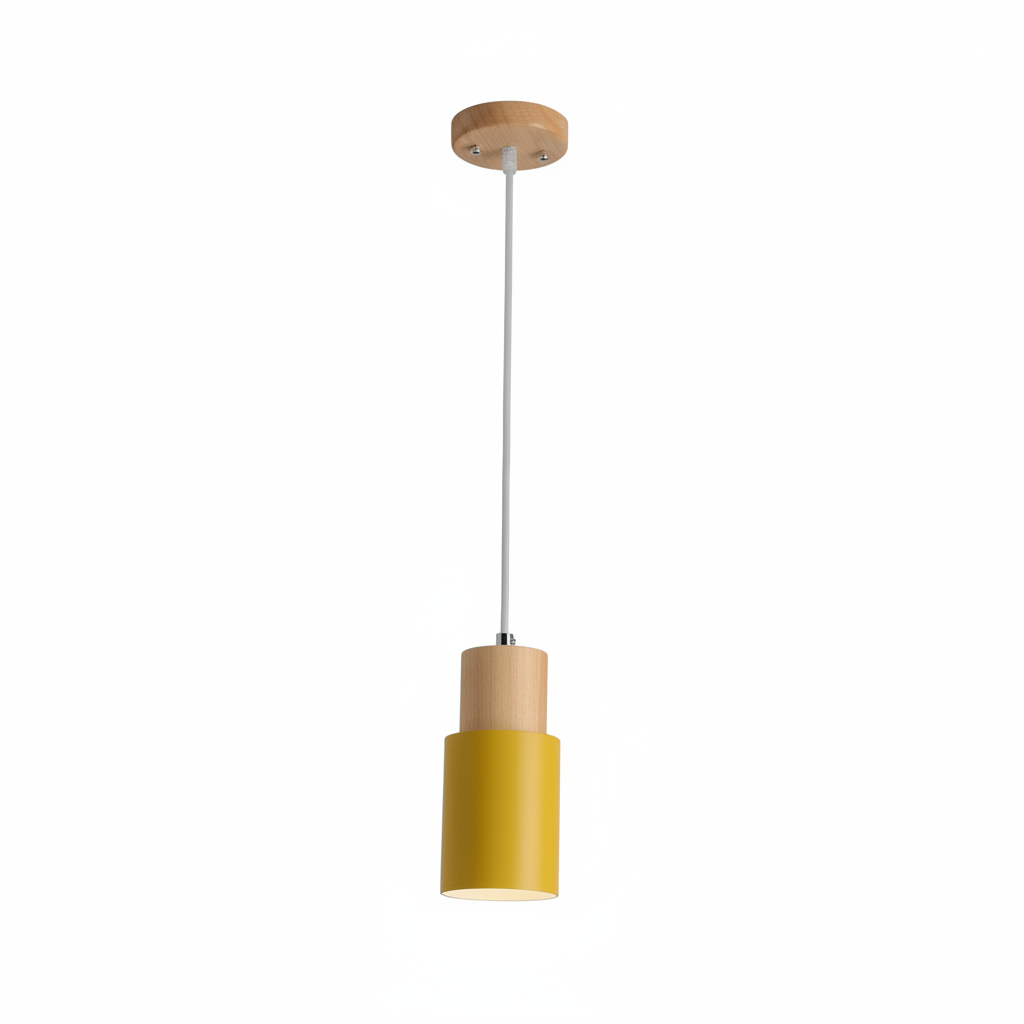 Arvelle Cylindrical Pendant Light – Modern Wood and Metal Design for Stylish Interiors