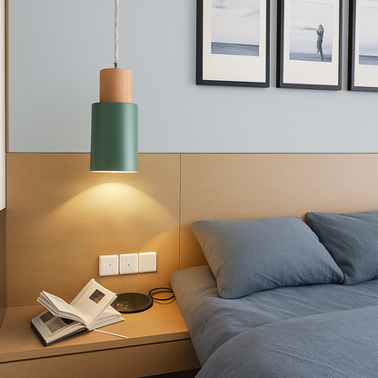 Arvelle Cylindrical Pendant Light – Modern Wood and Metal Design for Stylish Interiors