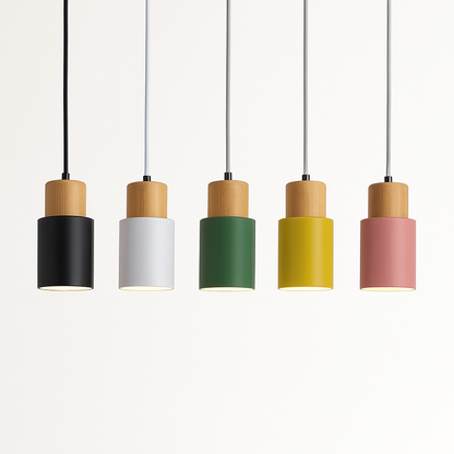 Arvelle Cylindrical Pendant Light – Modern Wood and Metal Design for Stylish Interiors