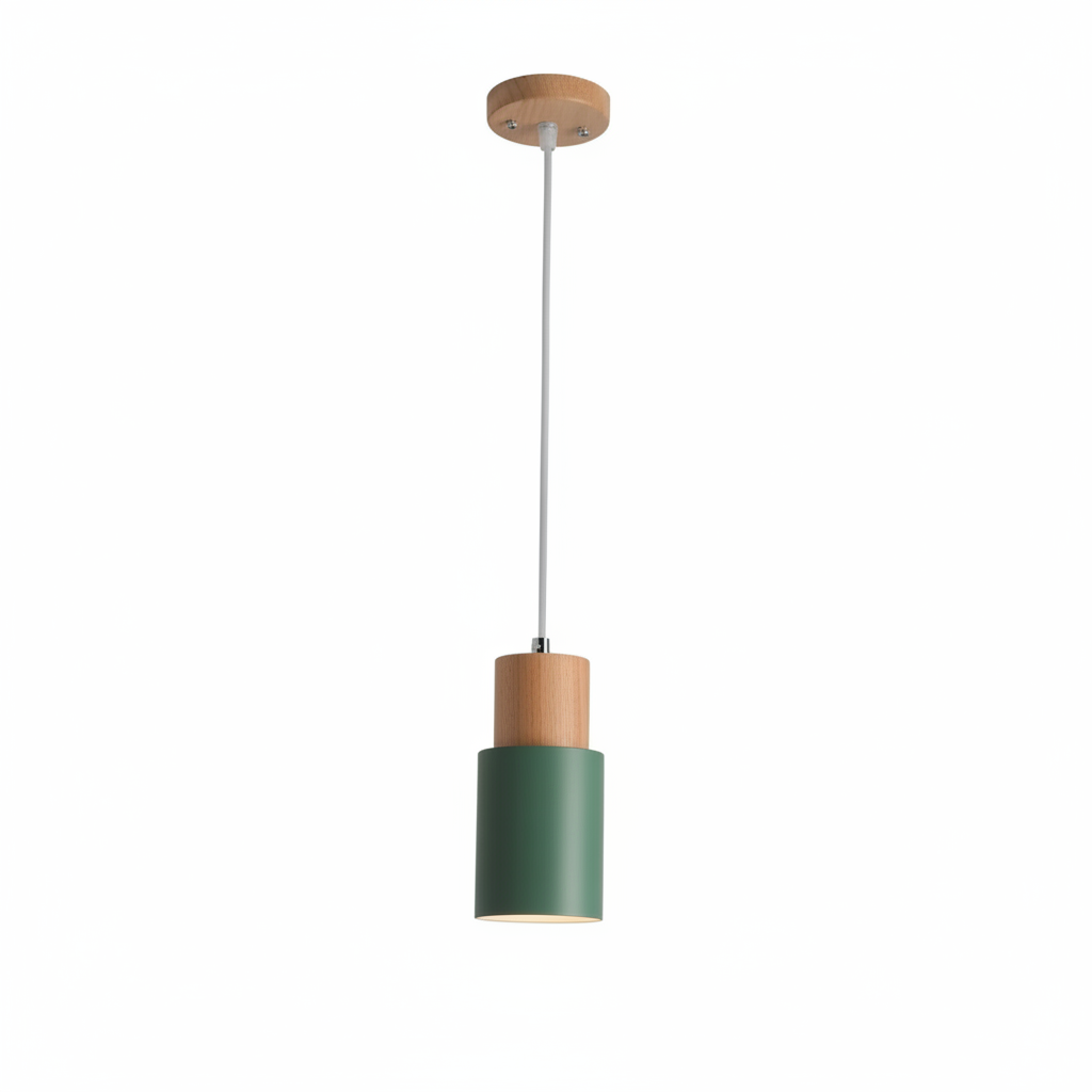 Arvelle Cylindrical Pendant Light – Modern Wood and Metal Design for Stylish Interiors