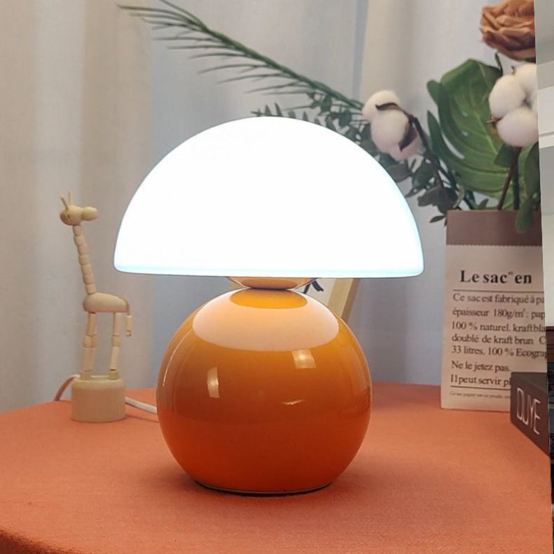 Ceramic Glow Table Lamp with Glass Shade for Bedside Lighting
