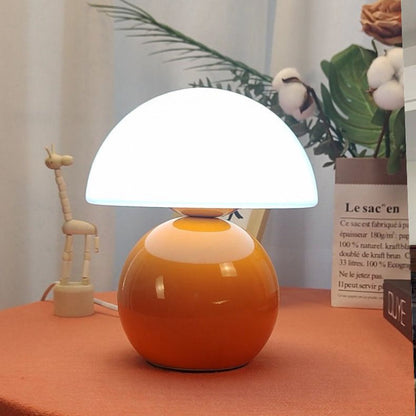 Ceramic Glow Table Lamp with Glass Shade for Bedside Lighting