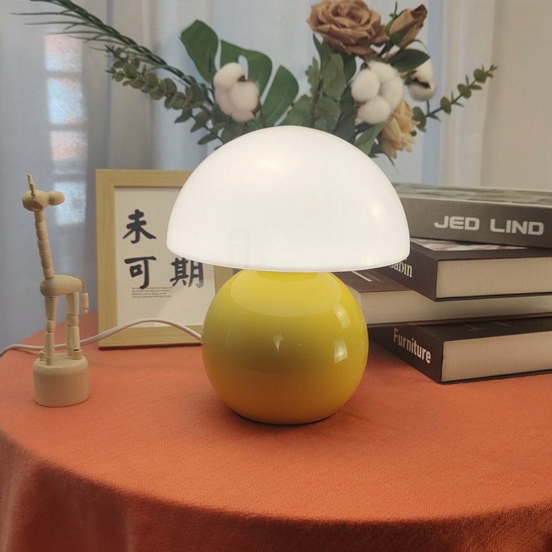 Ceramic Glow Table Lamp with Glass Shade for Bedside Lighting
