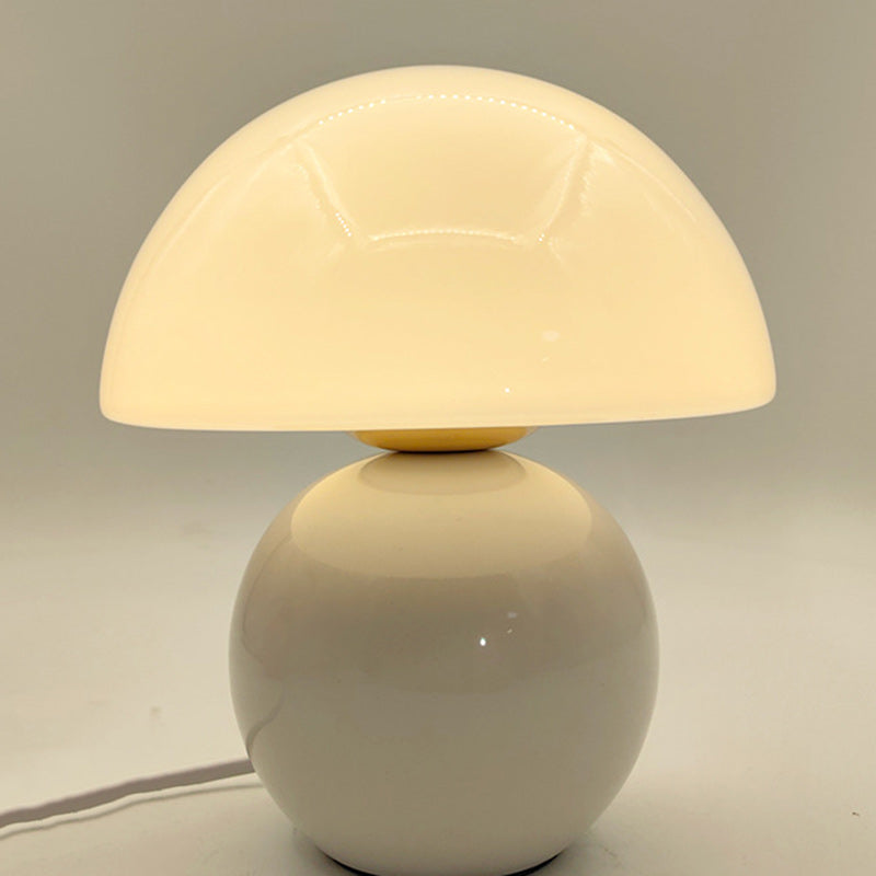 Ceramic Glow Table Lamp with Glass Shade for Bedside Lighting