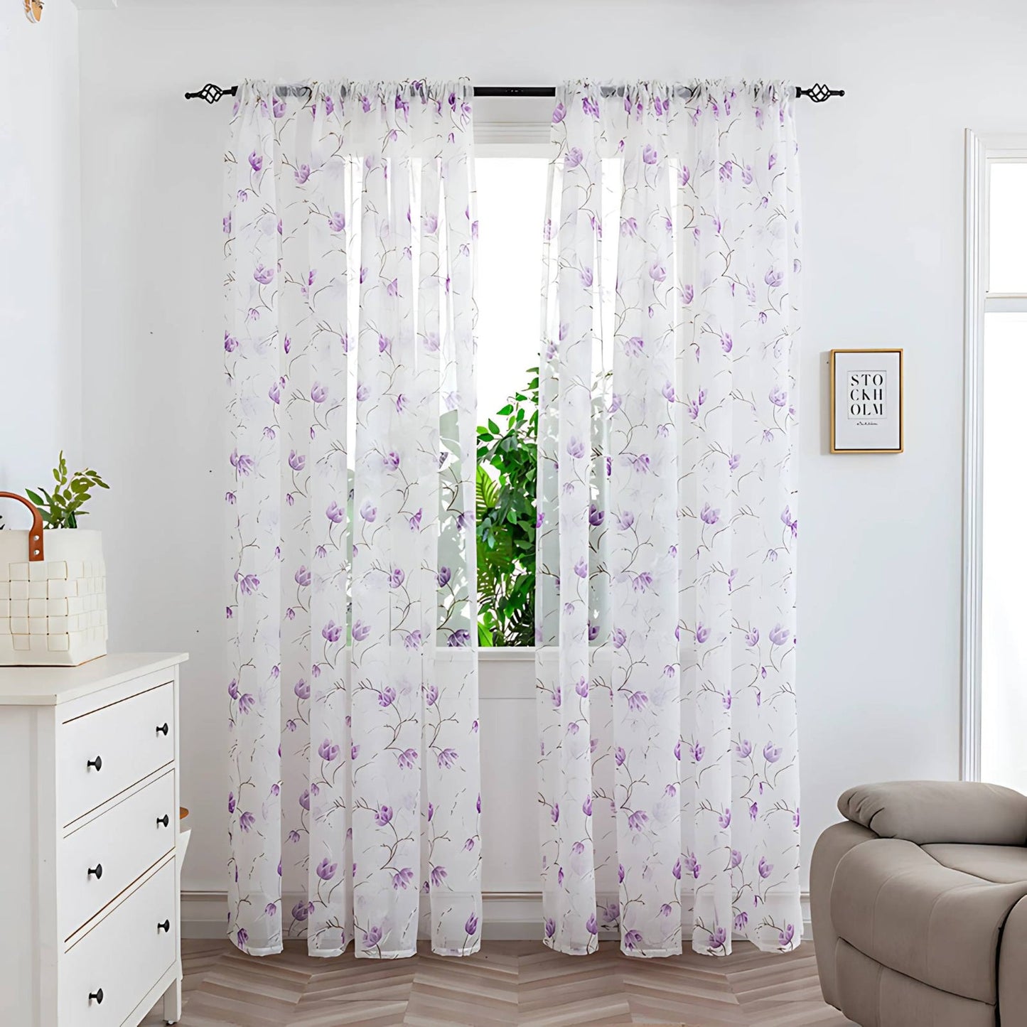 Calira Colourful Sheer Curtain for Soft Light Home Decor