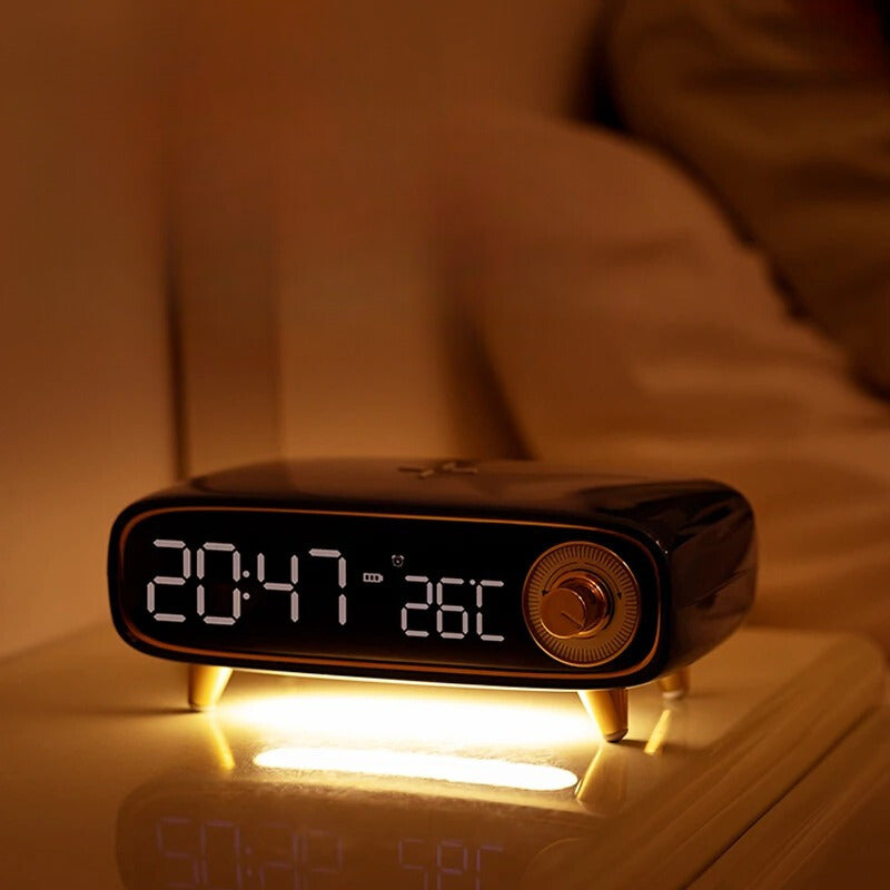 Cavendish Alarm Clock with Wireless Charging Bluetooth Speaker and LED Light