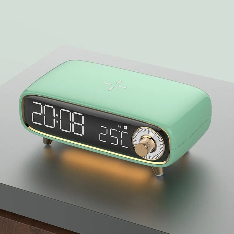 Cavendish Alarm Clock with Wireless Charging Bluetooth Speaker and LED Light