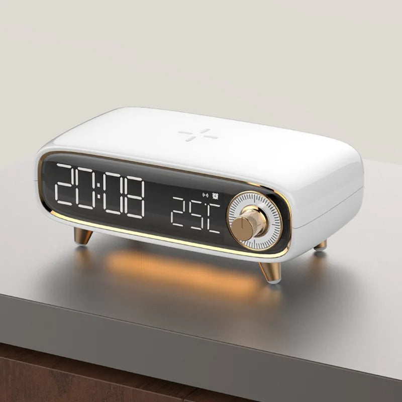 Cavendish Alarm Clock with Wireless Charging Bluetooth Speaker and LED Light