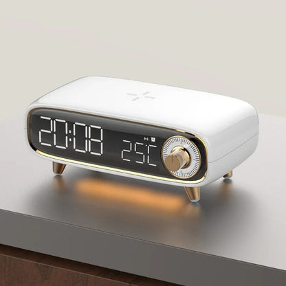 Cavendish Alarm Clock with Wireless Charging Bluetooth Speaker and LED Light