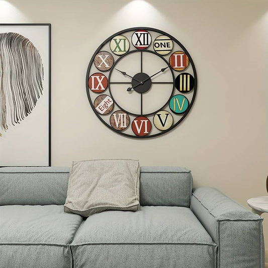 Velmont Vintage Metal Wall Clock – Roman Numeral Design for Elegant Interiors