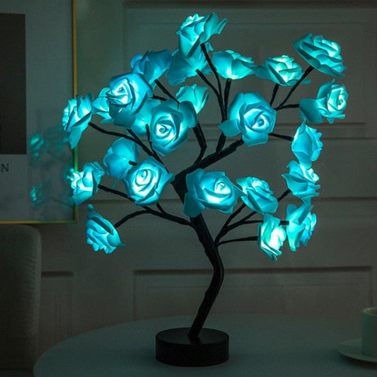 Rose Tree LED Table Lamp with Cordless Floral Design