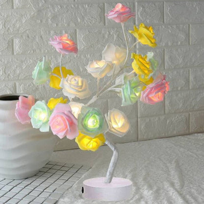 Rose Tree LED Table Lamp with Cordless Floral Design