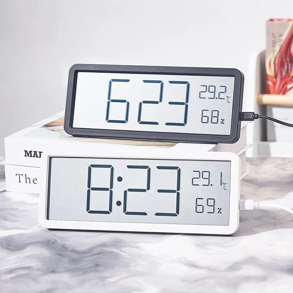 Velaro Modern Digital Wall Clock with LED Temperature Display