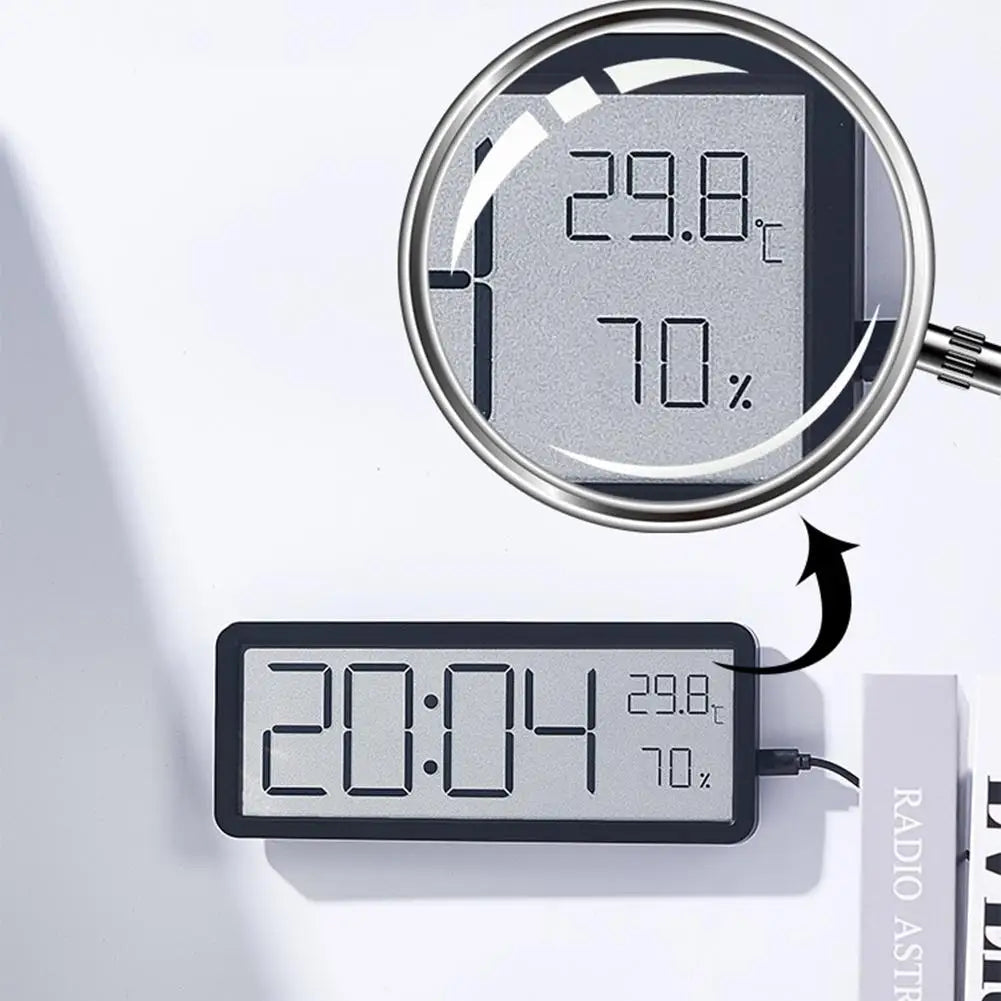Velaro Modern Digital Wall Clock with LED Temperature Display