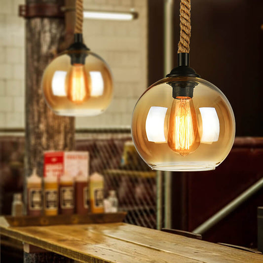 Sovian Modern Glass Pendant Light – Vintage Rope Design for Stylish Kitchen Lighting