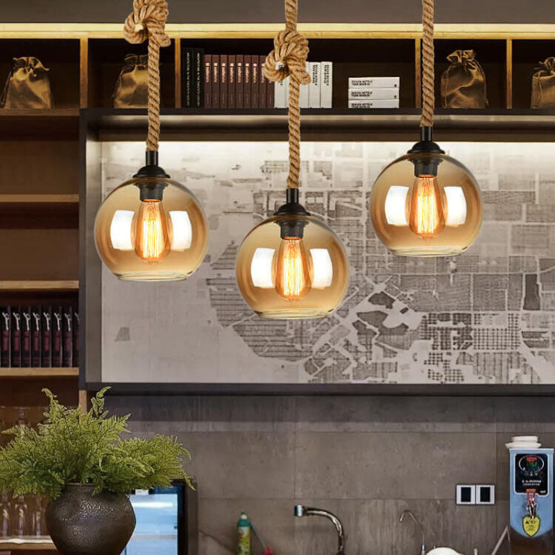 Sovian Modern Glass Pendant Light – Vintage Rope Design for Stylish Kitchen Lighting