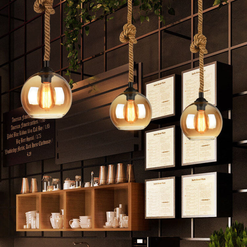 Sovian Modern Glass Pendant Light – Vintage Rope Design for Stylish Kitchen Lighting