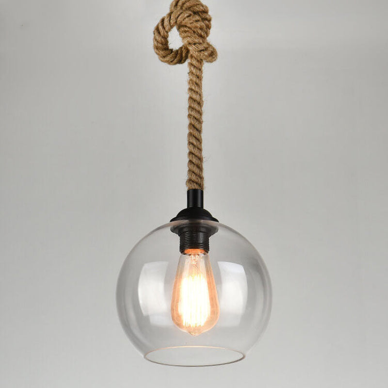 Sovian Modern Glass Pendant Light – Vintage Rope Design for Stylish Kitchen Lighting