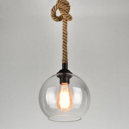 Sovian Modern Glass Pendant Light – Vintage Rope Design for Stylish Kitchen Lighting