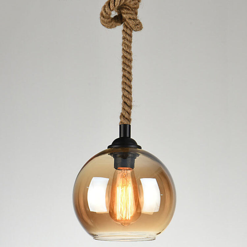 Sovian Modern Glass Pendant Light – Vintage Rope Design for Stylish Kitchen Lighting