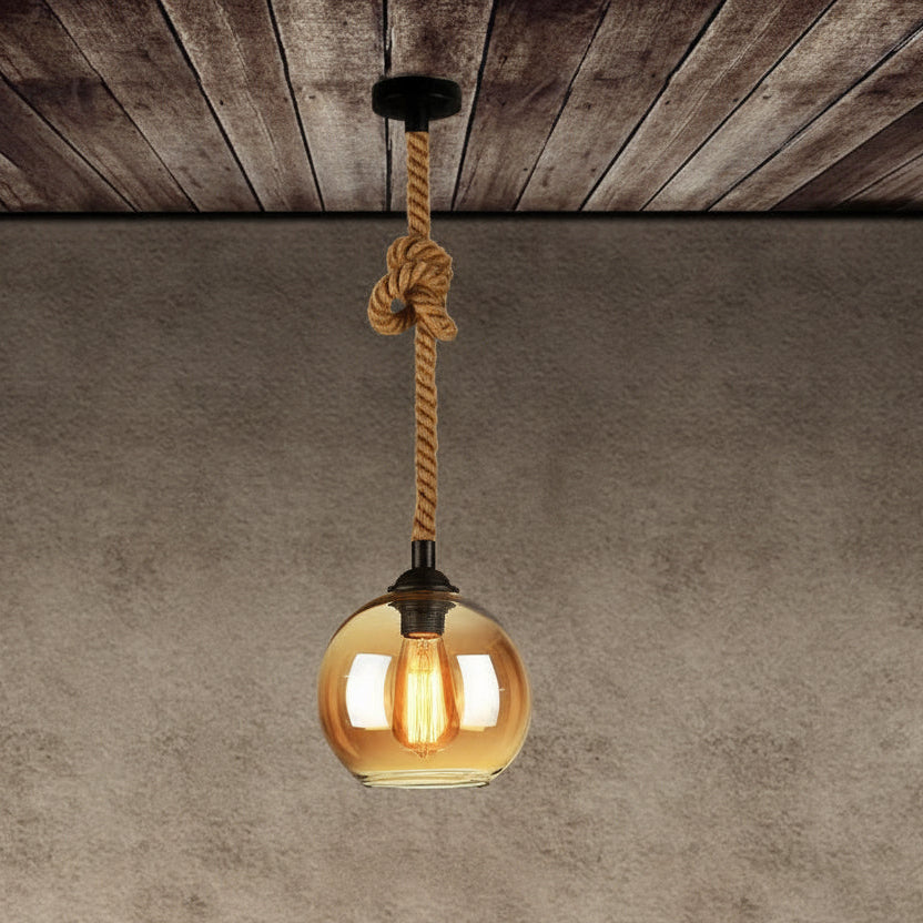 Sovian Modern Glass Pendant Light – Vintage Rope Design for Stylish Kitchen Lighting