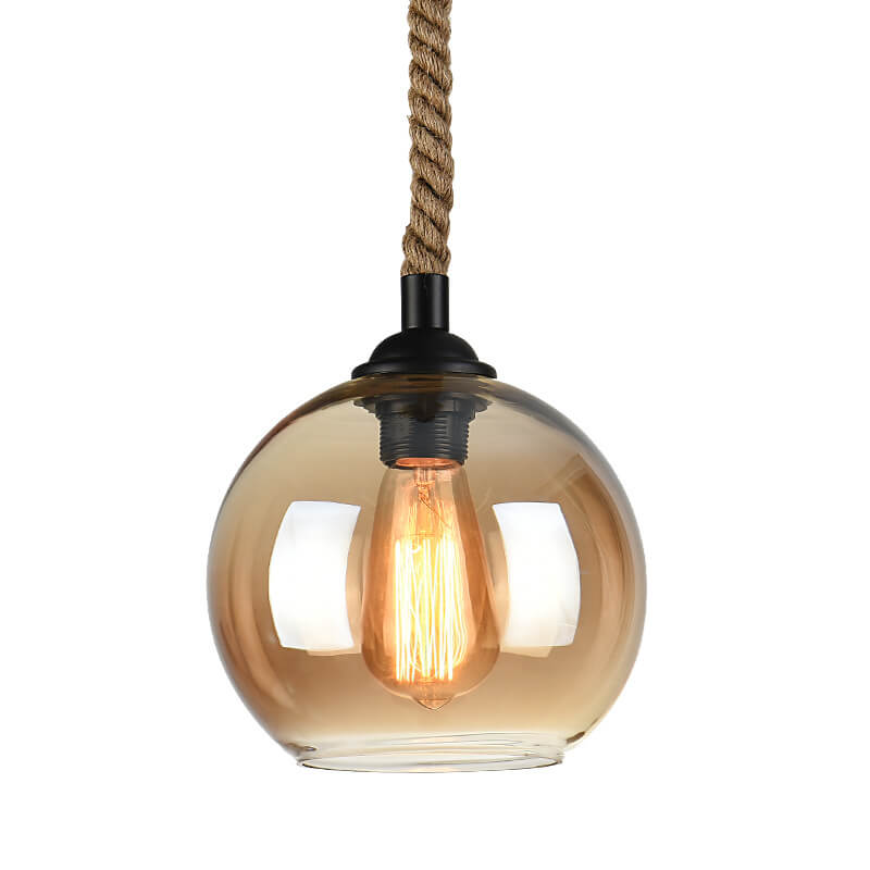 Sovian Modern Glass Pendant Light – Vintage Rope Design for Stylish Kitchen Lighting