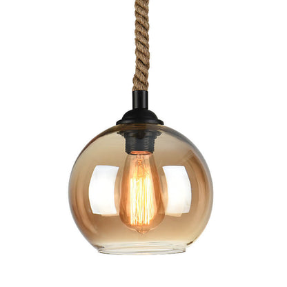 Sovian Modern Glass Pendant Light – Vintage Rope Design for Stylish Kitchen Lighting