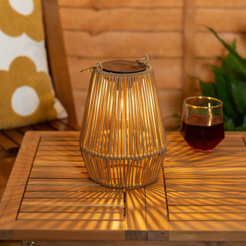 Marlo Solar Lantern with Rattan Design for Outdoor Patio Lighting